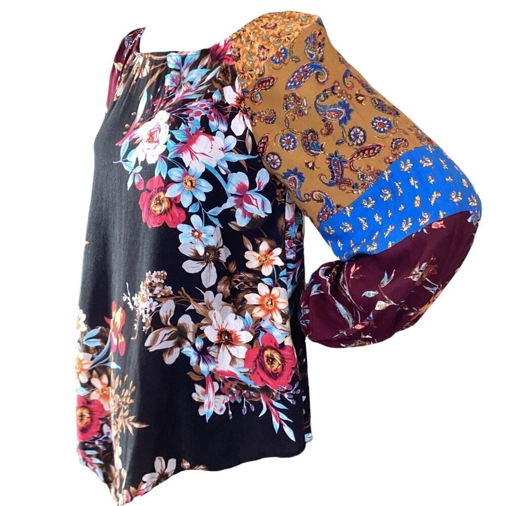 Oddy Mixed Pattern Colorful Boho Peasant Tunic To… - image 4